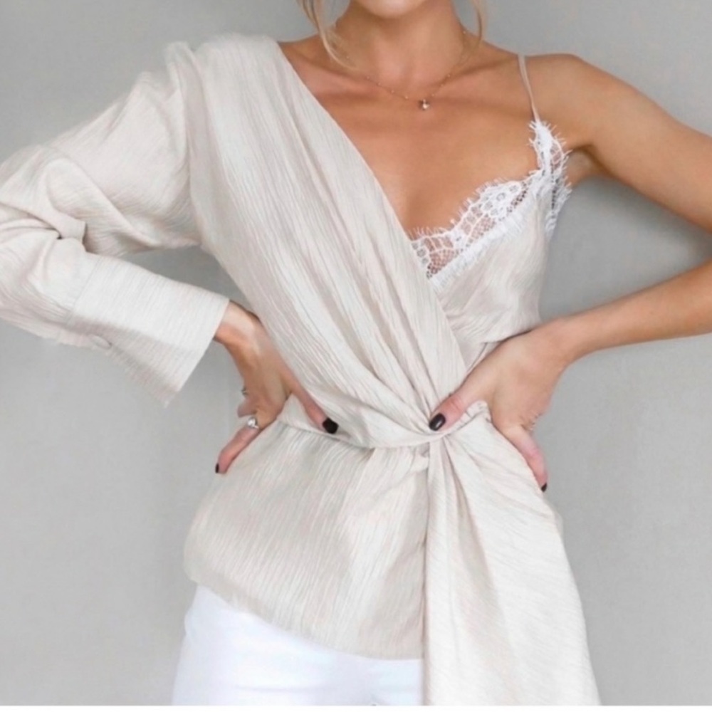 ZARA Asymmetrical Camisole Top with lace NWT size S